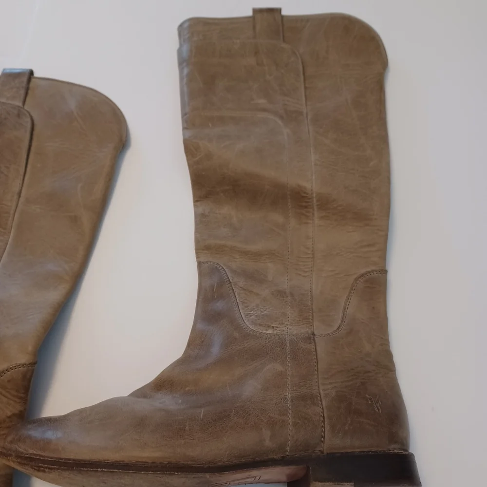 Frye Paige Tall Leather Low Heel Riding Boots Sz 10